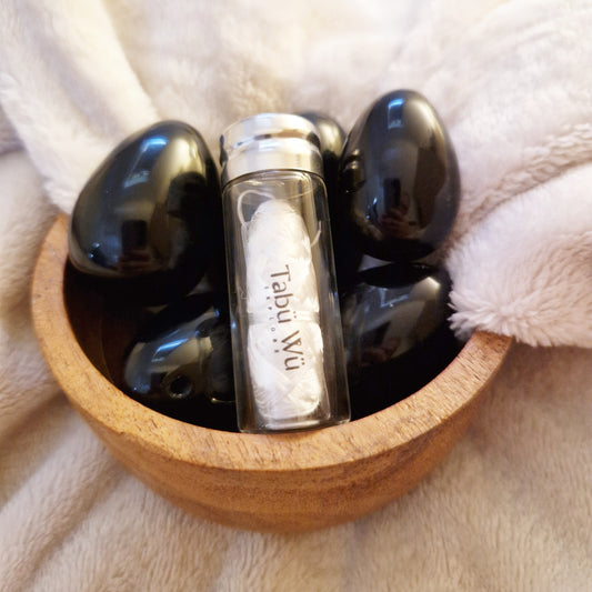 Yoni Egg - Drilled With String - Black Obsidian