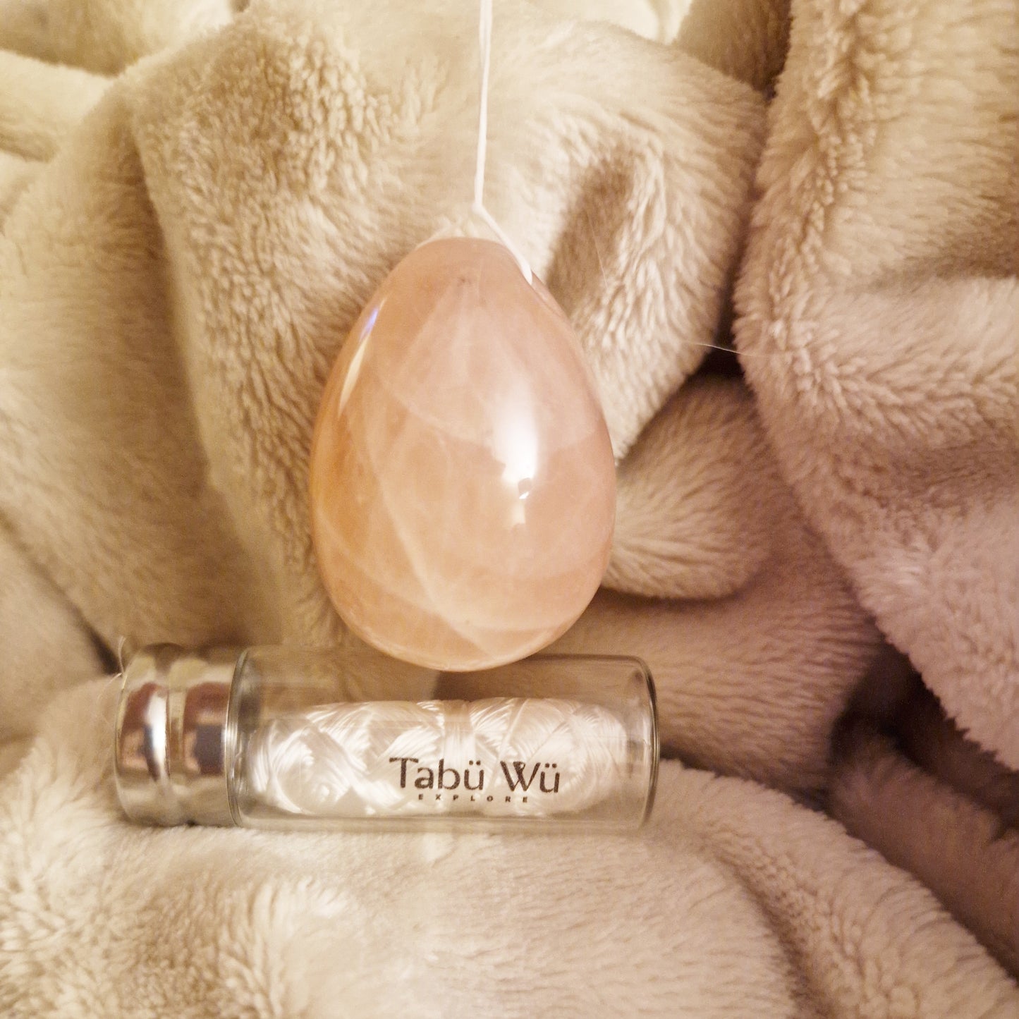 Yoni Egg - Drilled With String - Rose Quartz