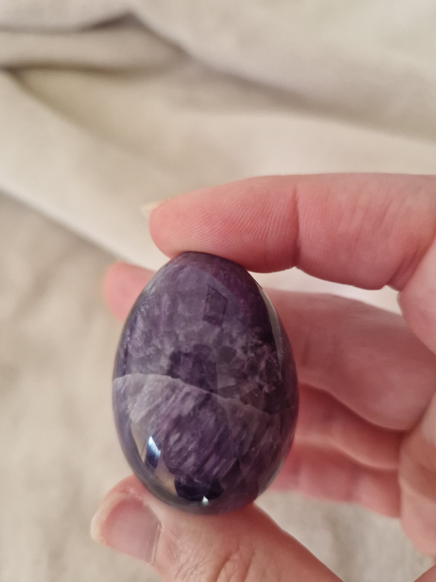 Yoni Egg - Drilled With String - Amethyst